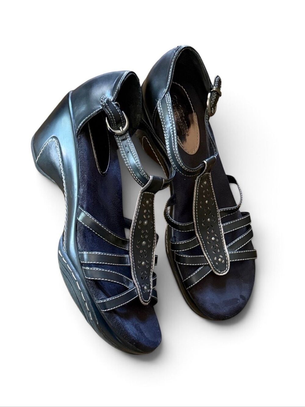 Croft & Barrow Sole Sense Ability Wedge Sandals Black Comfort size 9.5
